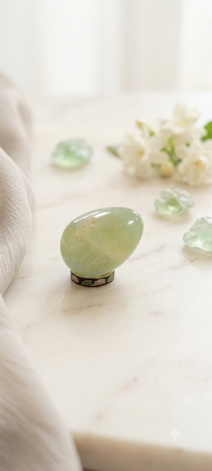 Œuf en fluorite naturelle sur support cloisonné