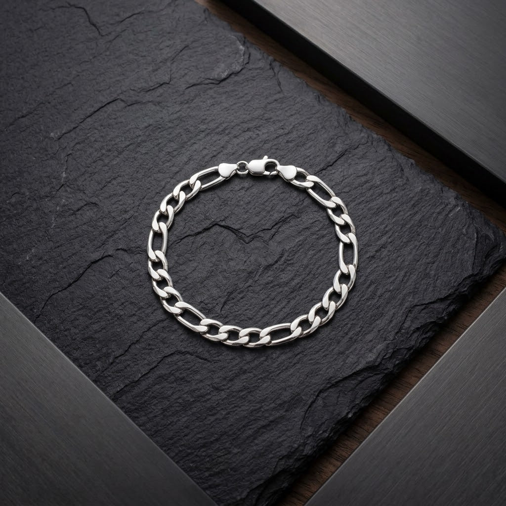 Parure collier et bracelet maille figaro en acier inoxydable