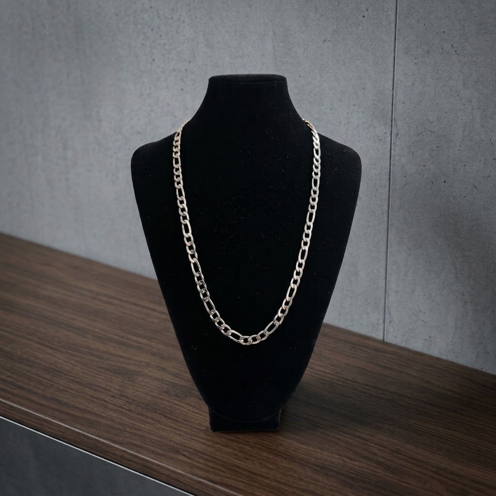 Parure collier et bracelet maille figaro en acier inoxydable