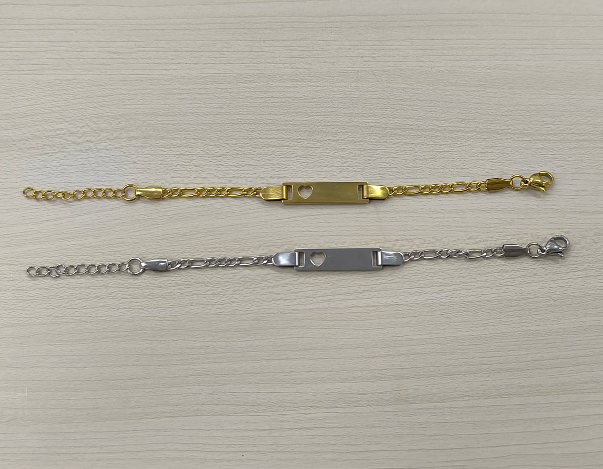 Bracelet bébé et enfant 3 mois à 3 ans en acier inoxydable, à graver