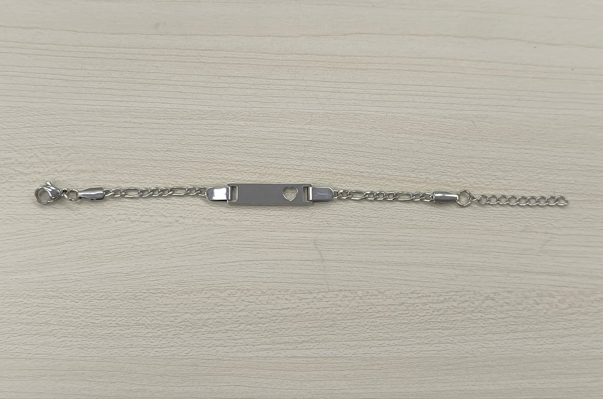 Bracelet bébé et enfant 3 mois à 3 ans en acier inoxydable, à graver