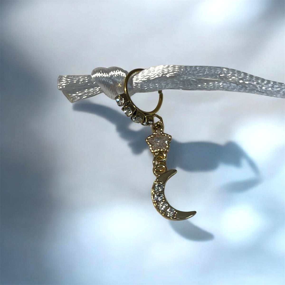 Piercing de nez doré avec pendentif en acier inoxydable