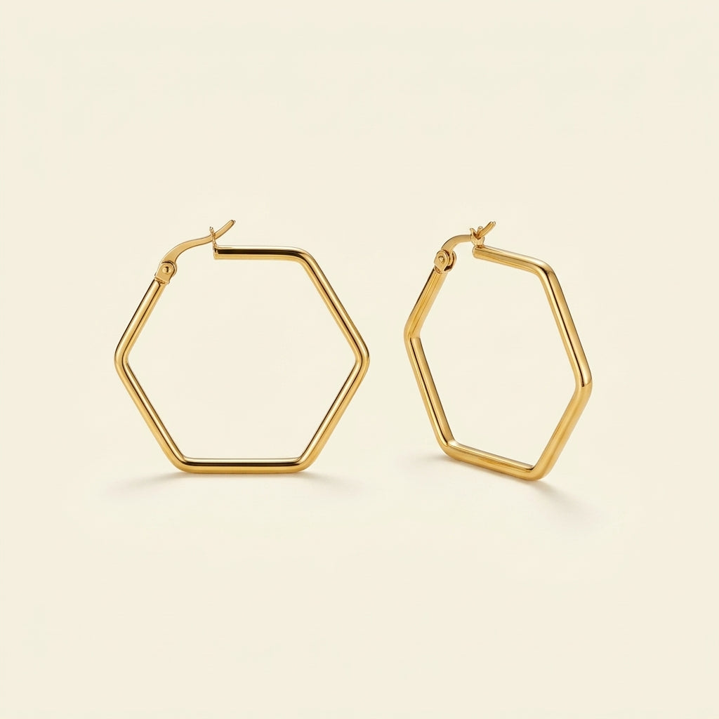 Créoles dorées hexagone
