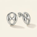 Boucles d'oreilles clou grain de café en acier inoxydable, argenté
