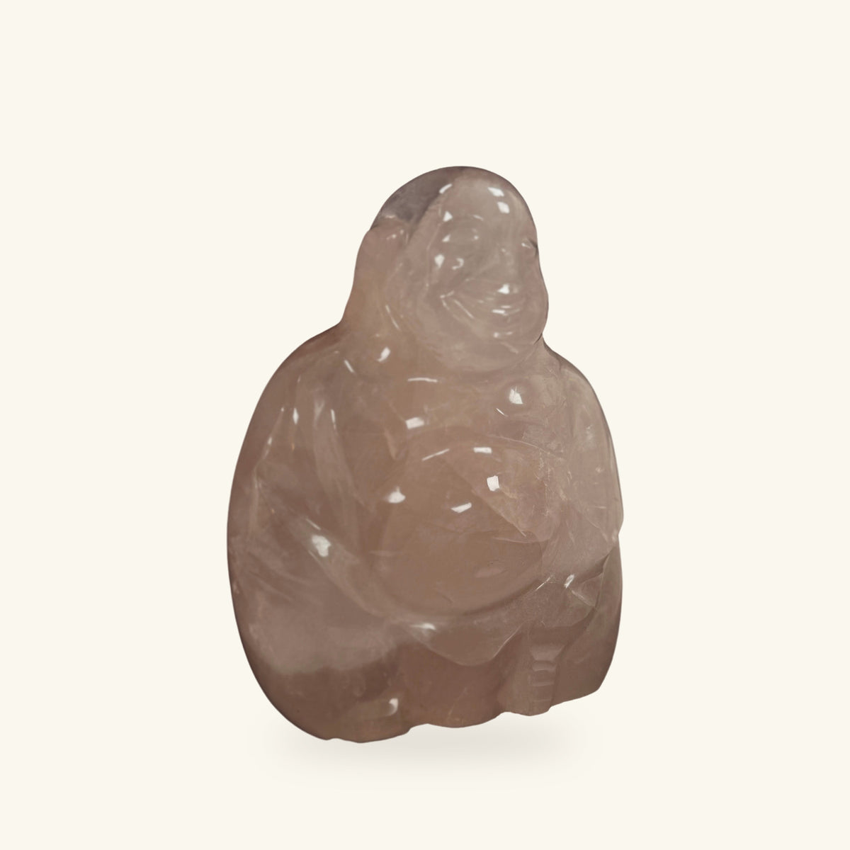 Bouddha assis en quartz rose, modèle 1