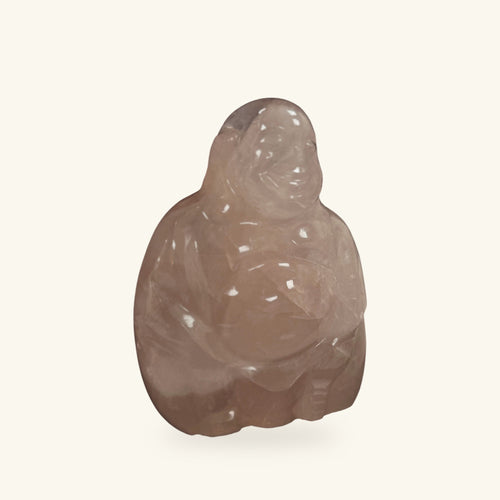 Bouddha assis en quartz rose, modèle 1