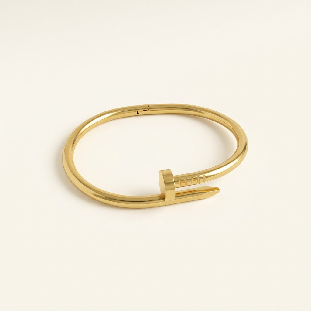 Bracelet clou rigide en acier inoxydable, doré