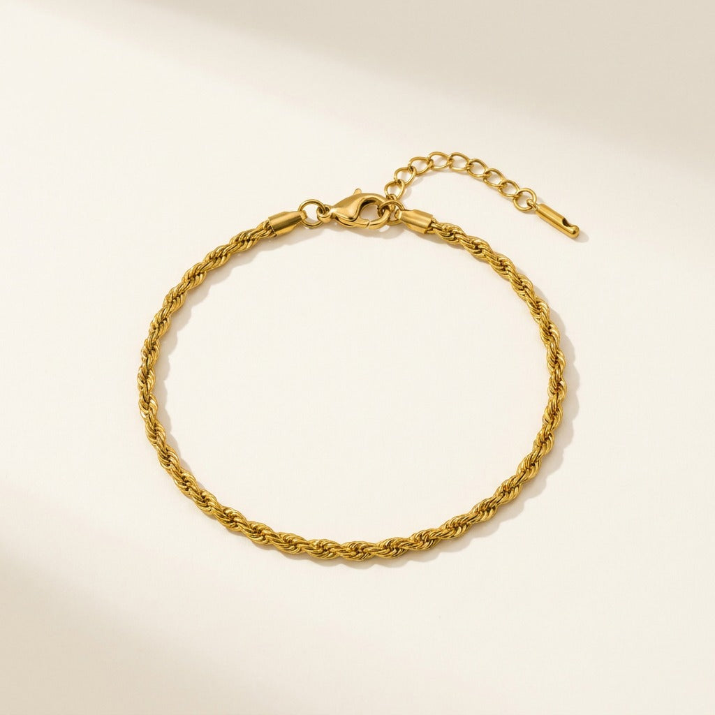 Bracelet maille torsadée, doré