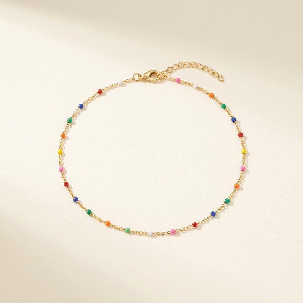 Chaîne de cheville multicolore