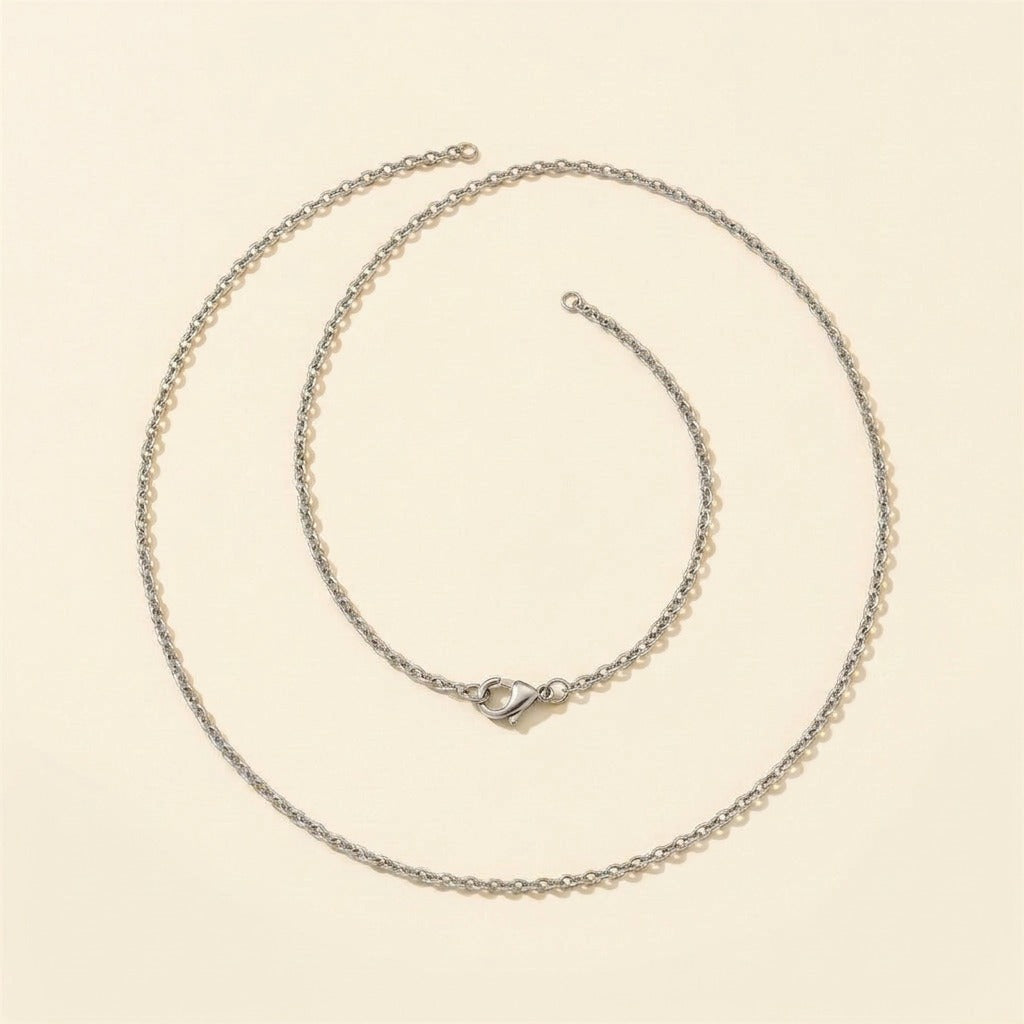 Collier chaîne maille forçat en acier inoxydable, argenté