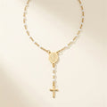 Collier chapelet en acier inoxydable, blanc