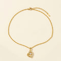Collier doré pendentif cœur en oxyde de zirconium
