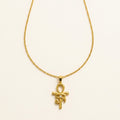 Collier pendentif croix égyptienne en acier inoxydable, doré