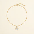 Collier pendentif fleur dorée en acier inoxydable