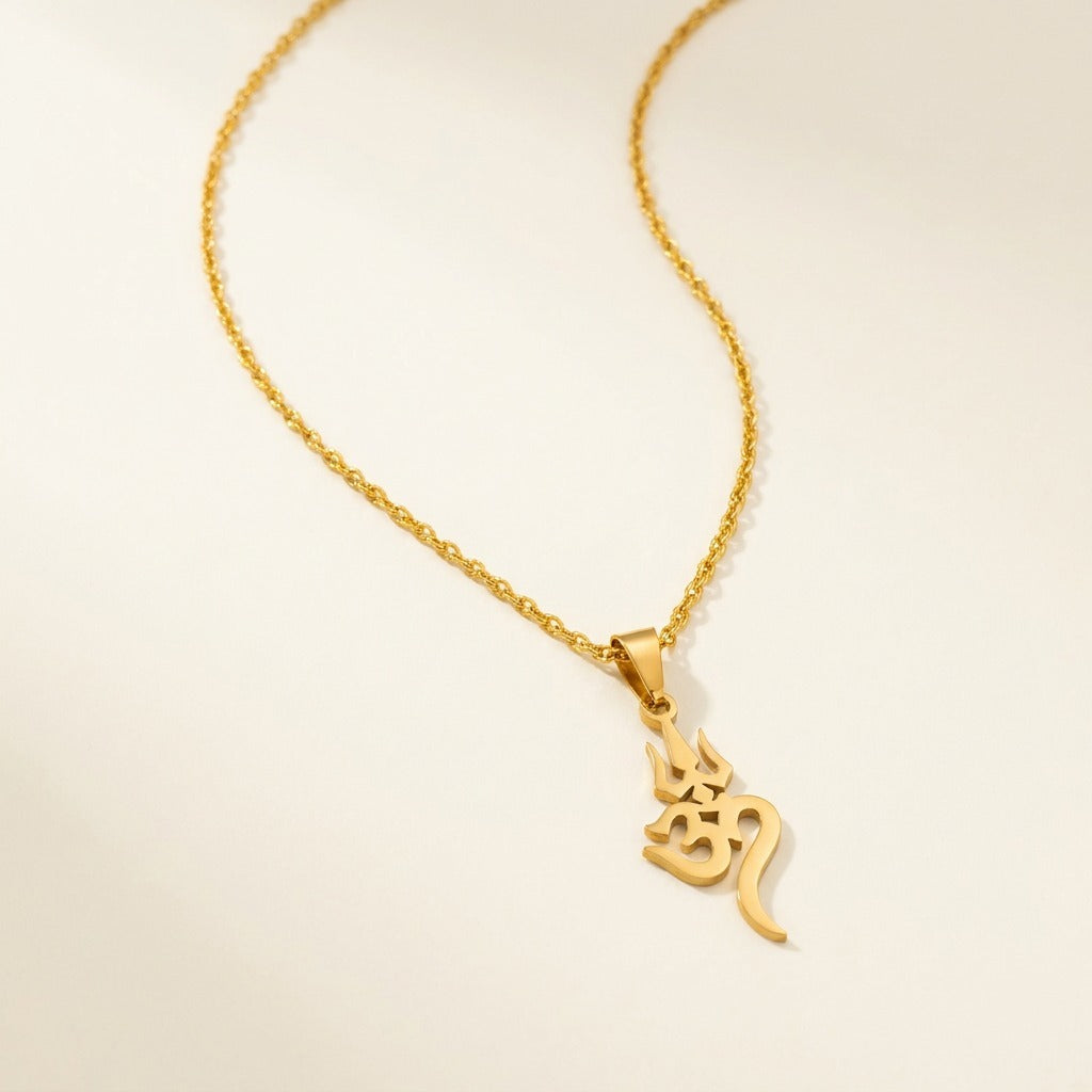 Collier pendentif ॐ « Om » en acier inoxydable, modèle 2