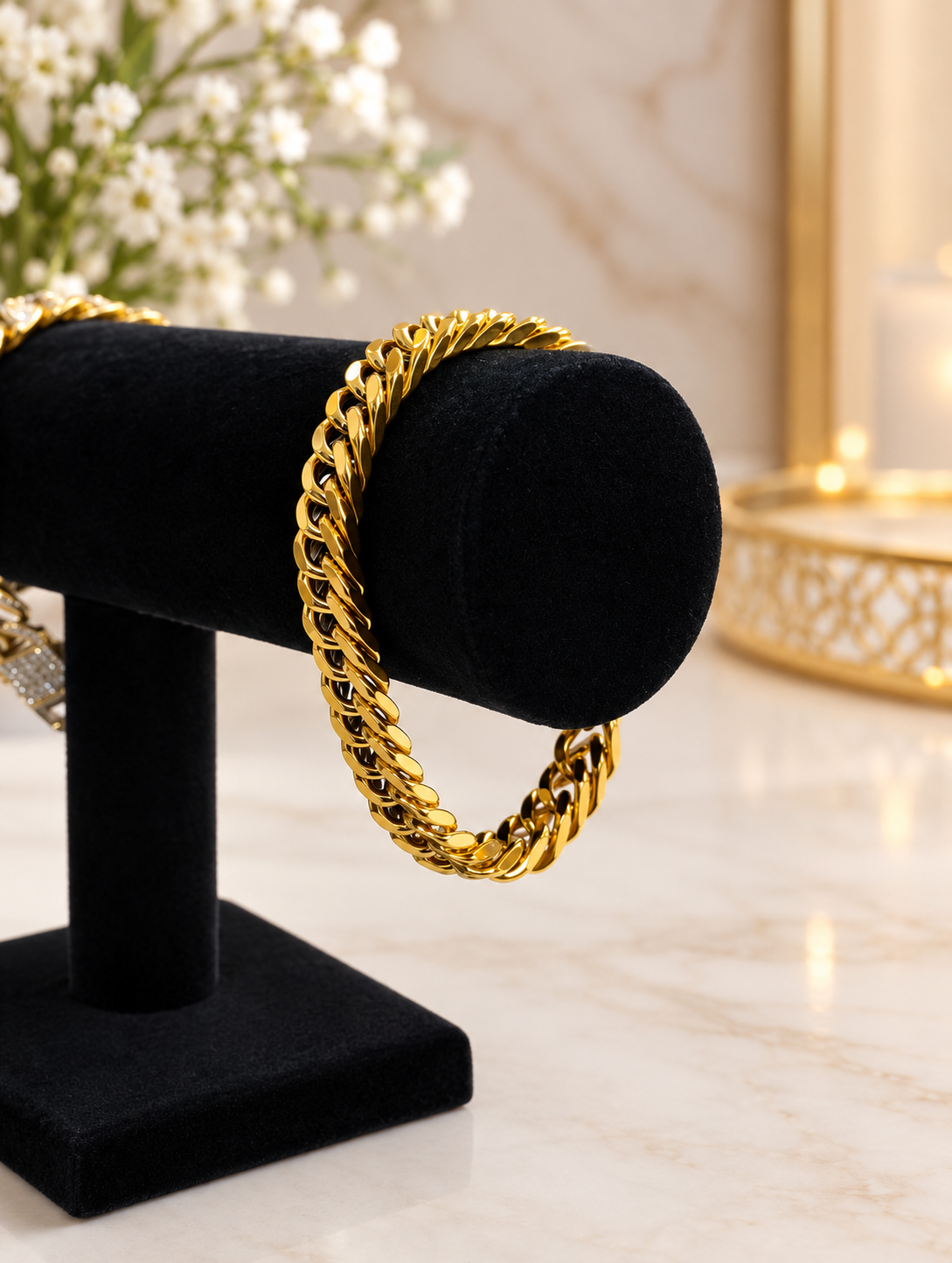 Bracelet maille cubaine en acier inoxydable