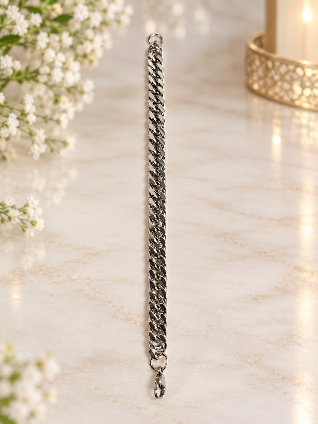 Bracelet maille cubaine en acier inoxydable