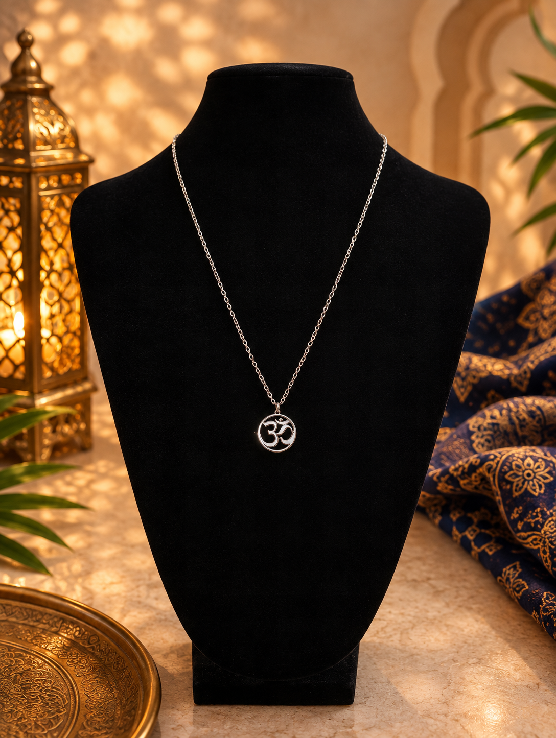 Collier pendentif ॐ « Om » en acier inoxydable, modèle 1