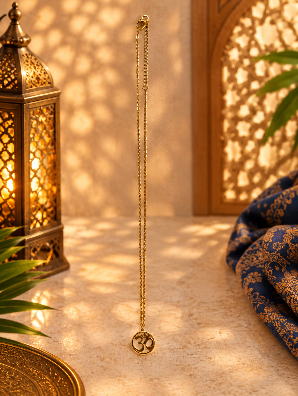Collier pendentif ॐ « Om » en acier inoxydable, modèle 1