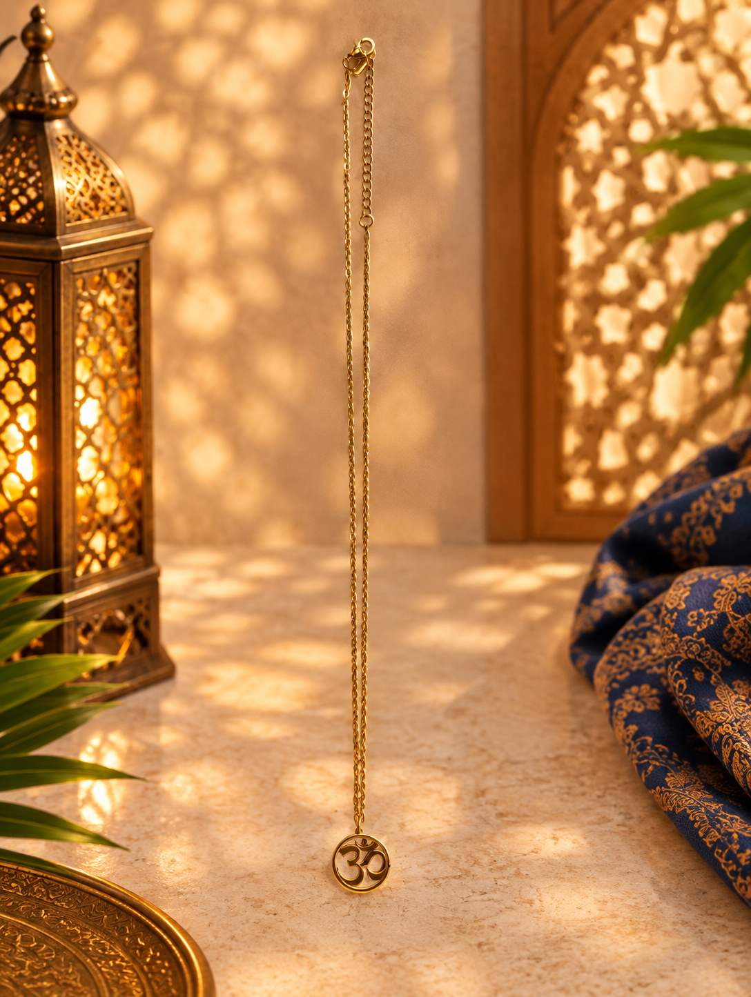 Collier pendentif ॐ « Om » en acier inoxydable, modèle 1