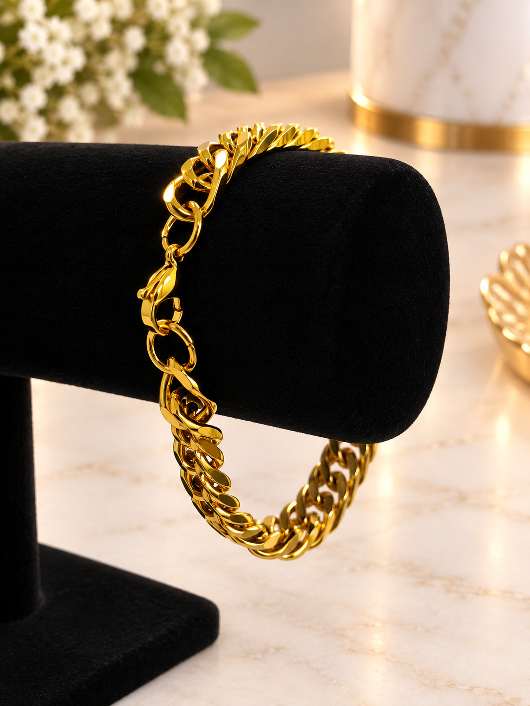 Bracelet maille cubaine en acier inoxydable