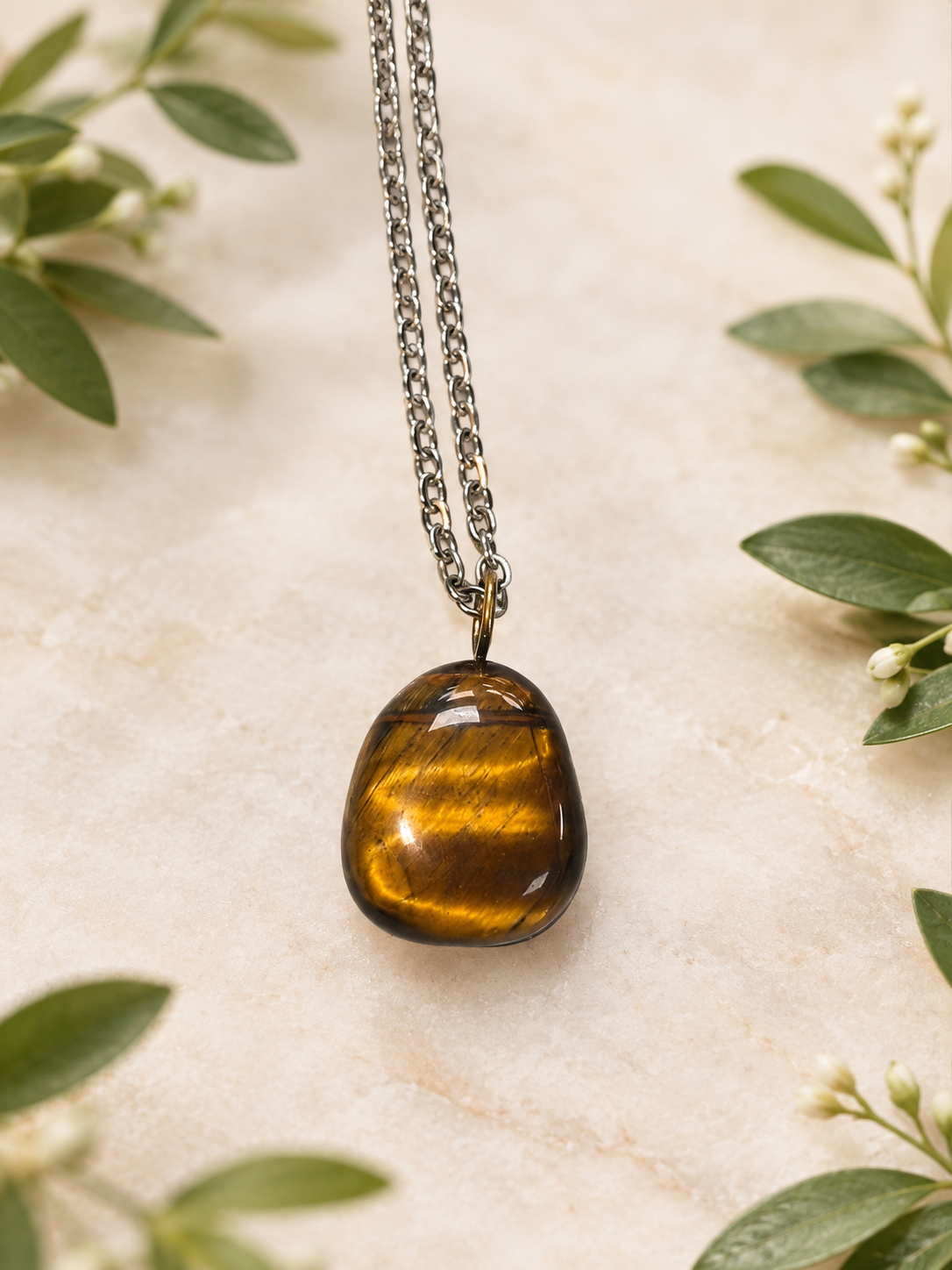 Collier pendentif œil de tigre