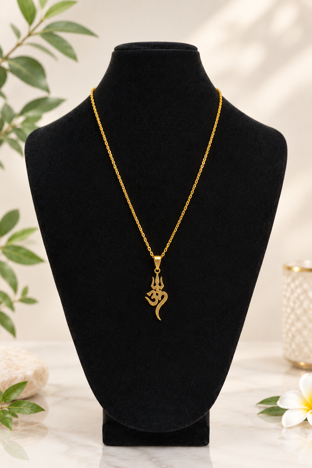 Collier pendentif ॐ « Om » en acier inoxydable, modèle 2