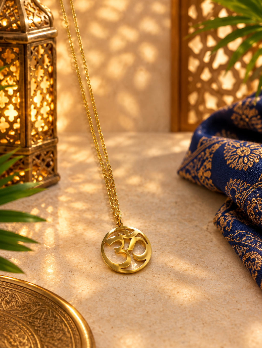 Collier pendentif ॐ « Om » en acier inoxydable, modèle 1