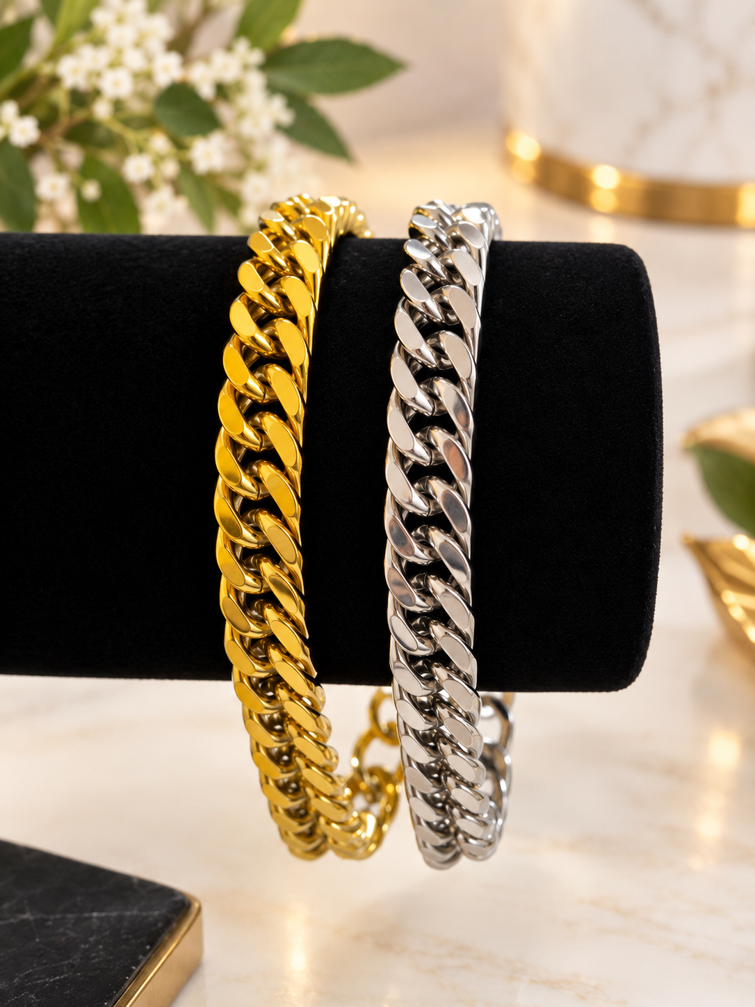 Bracelet maille cubaine en acier inoxydable