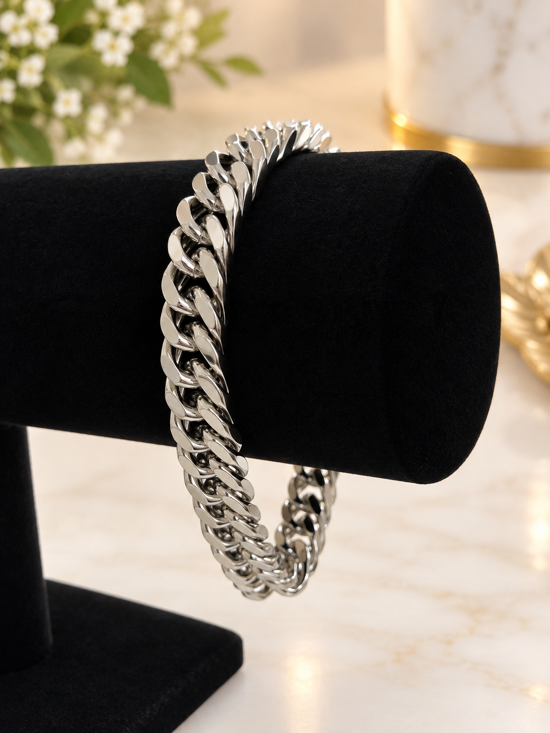 Bracelet maille cubaine en acier inoxydable