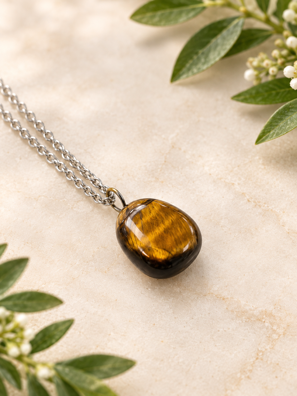 Collier pendentif œil de tigre