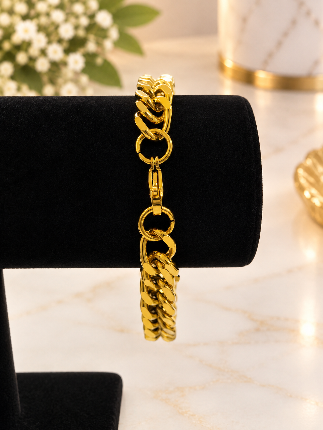 Bracelet maille cubaine en acier inoxydable