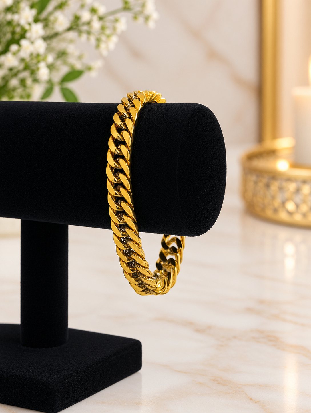 Bracelet maille cubaine en acier inoxydable