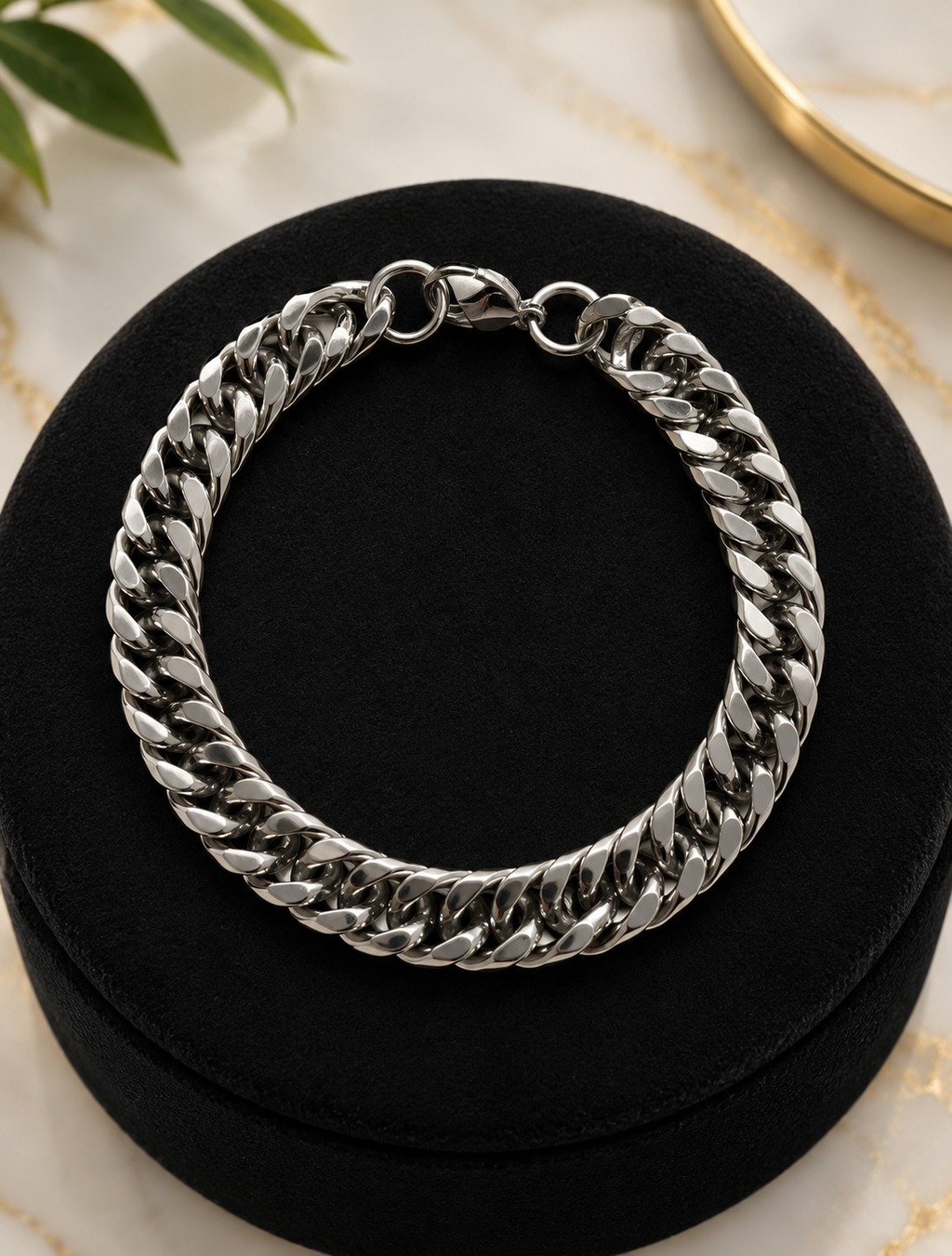 Bracelet maille cubaine en acier inoxydable