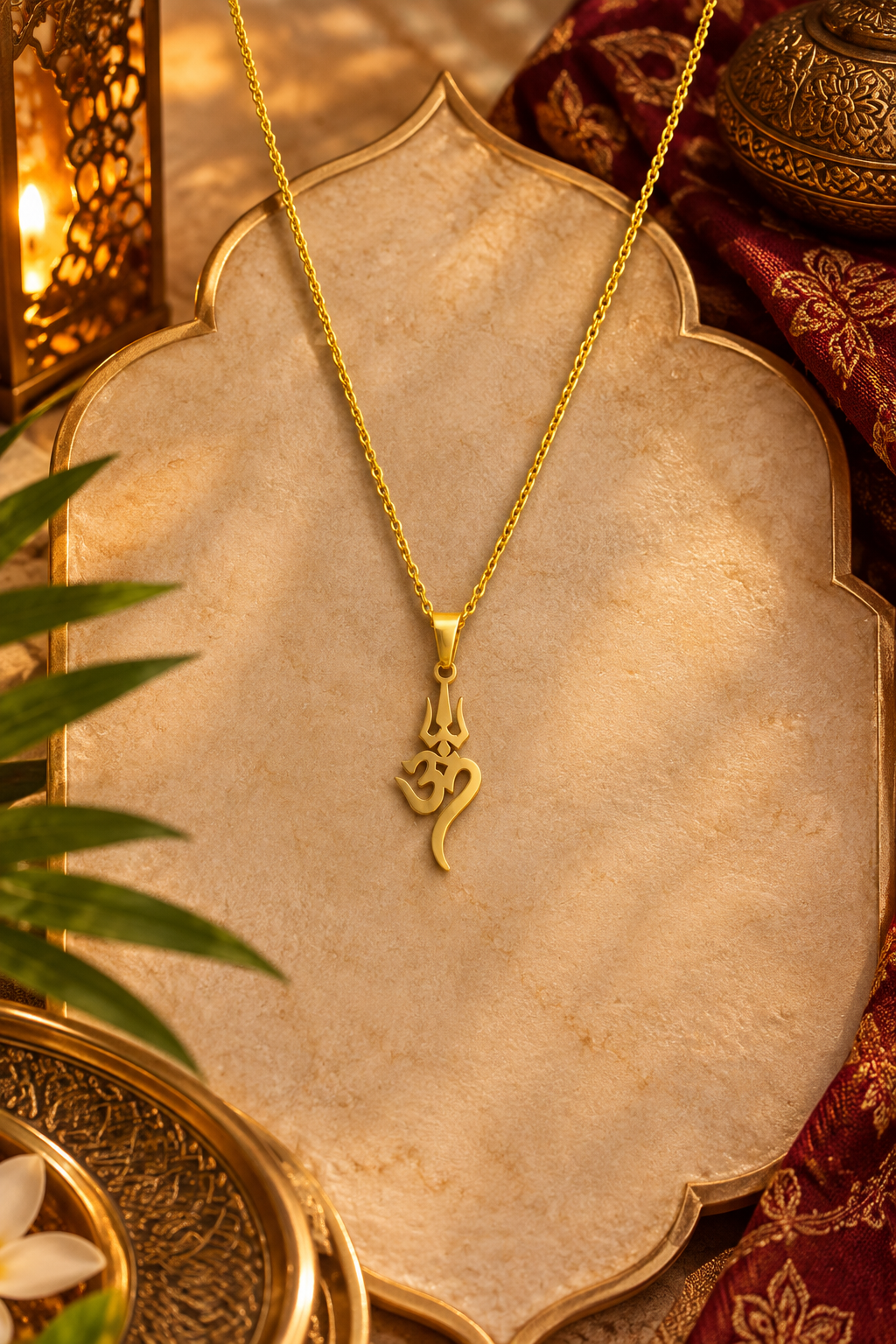 Collier pendentif ॐ « Om » en acier inoxydable, modèle 2