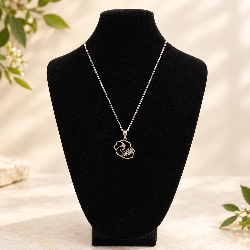 Collier pendentif carte de La Réunion en acier inoxydable