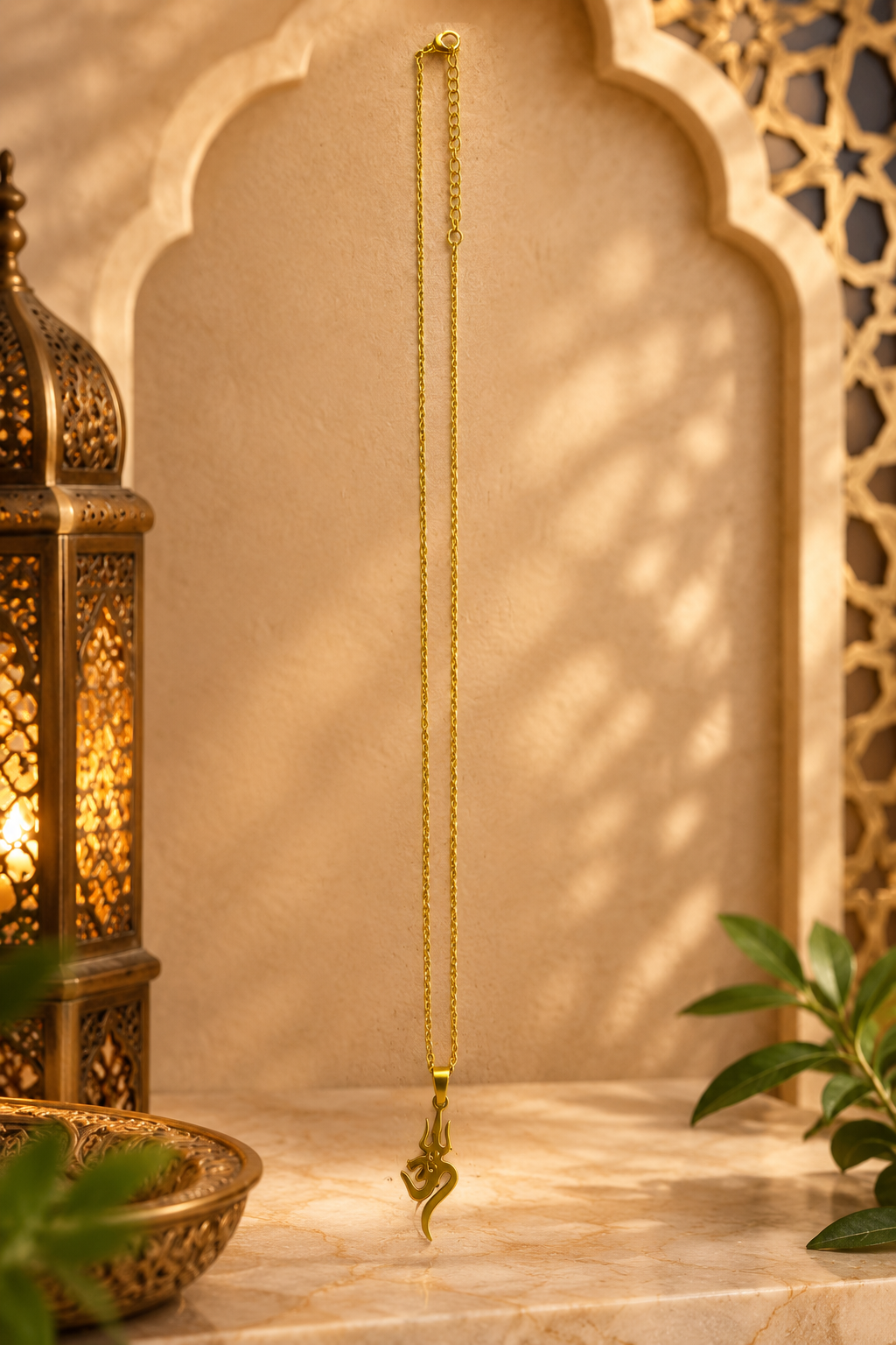 Collier pendentif ॐ « Om » en acier inoxydable, modèle 2
