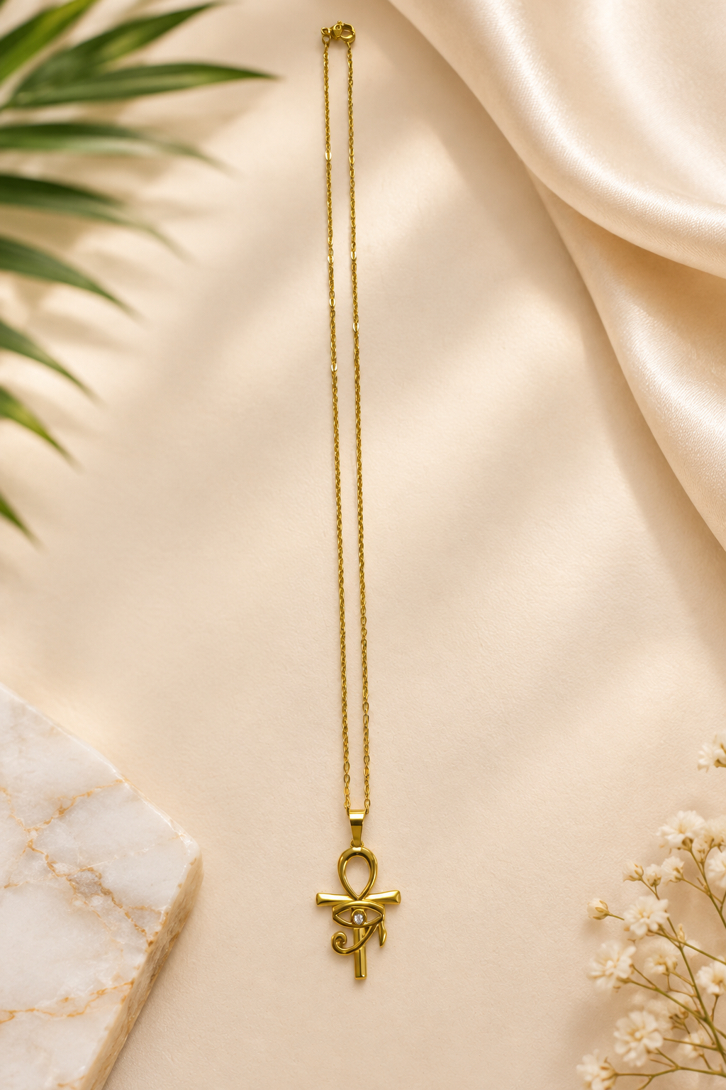 Collier pendentif croix égyptienne en acier inoxydable