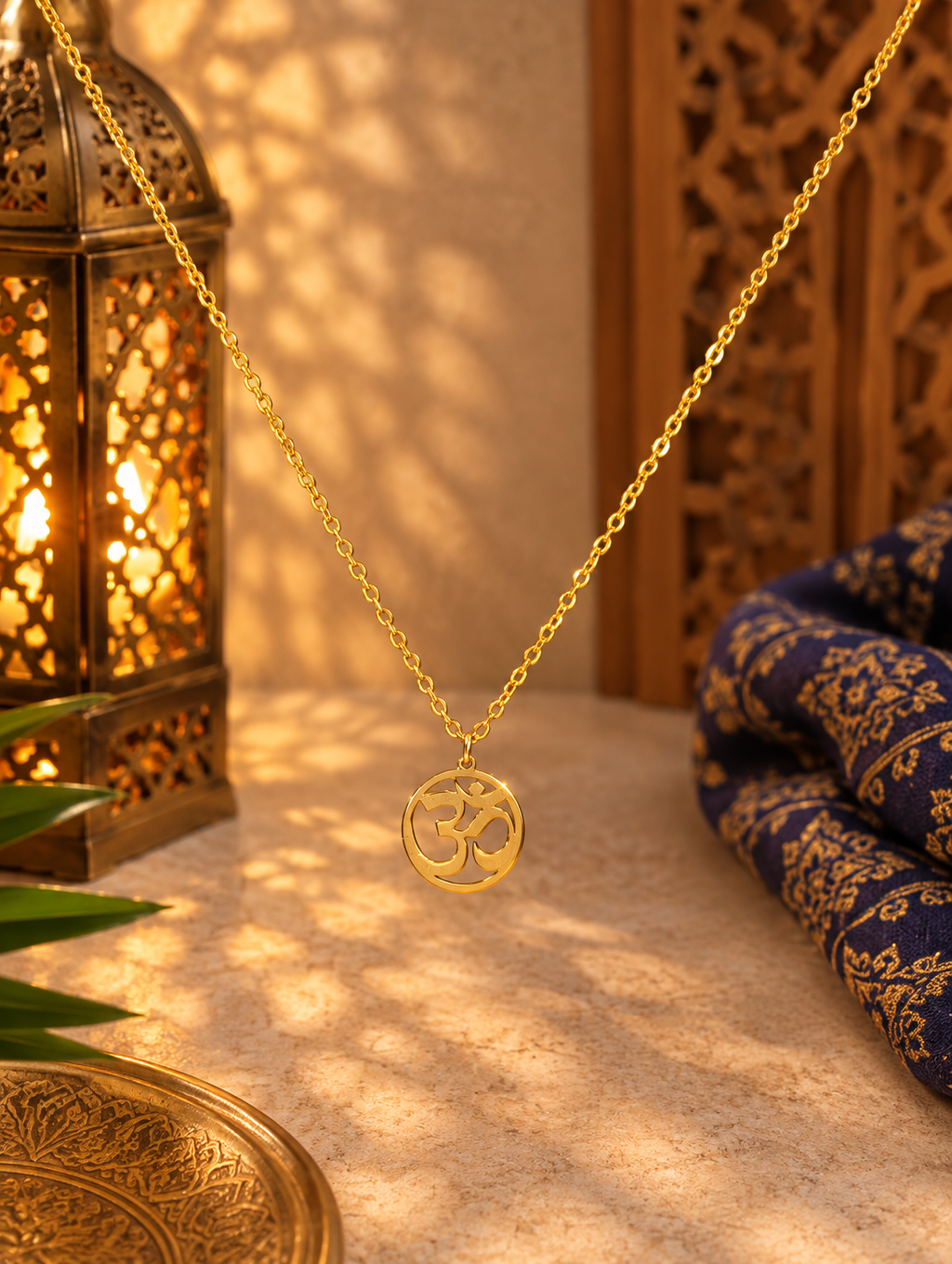 Collier pendentif ॐ « Om » en acier inoxydable, modèle 1