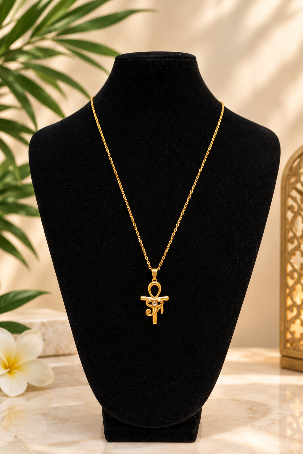 Collier pendentif croix égyptienne en acier inoxydable