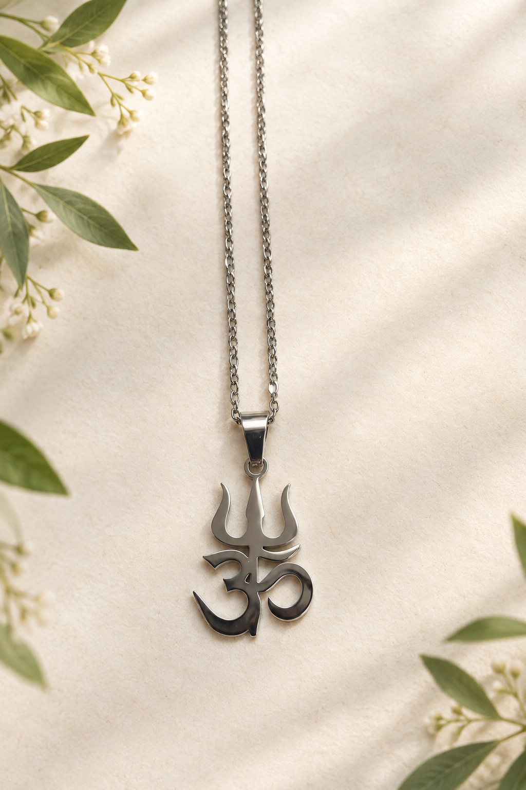 Collier pendentif ॐ « Om » en acier inoxydable, modèle 4