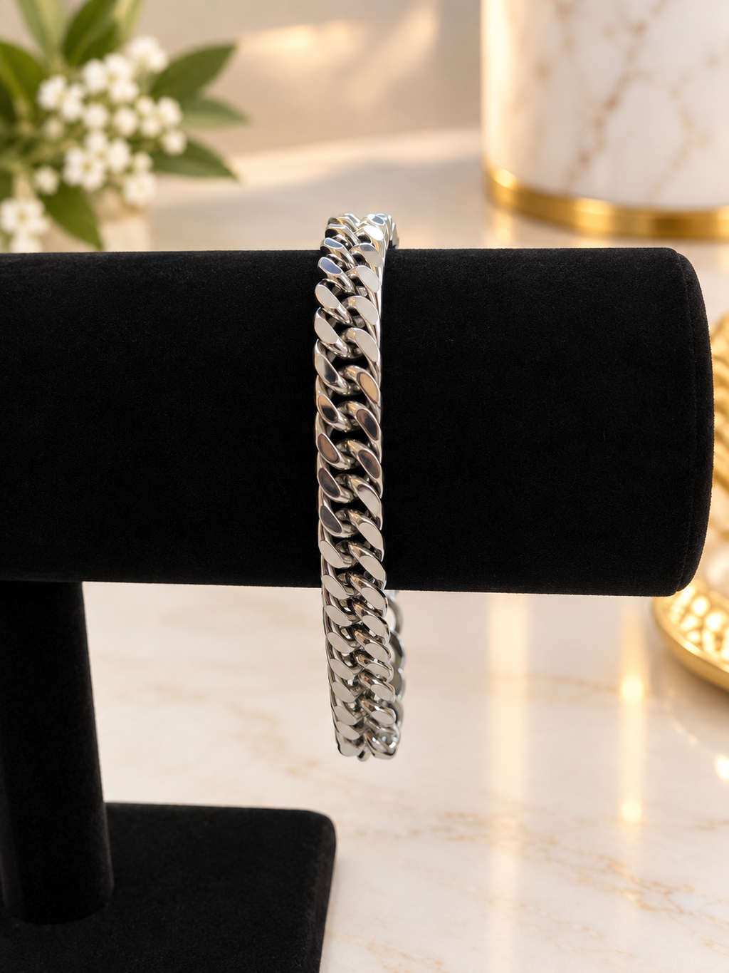 Bracelet maille cubaine en acier inoxydable