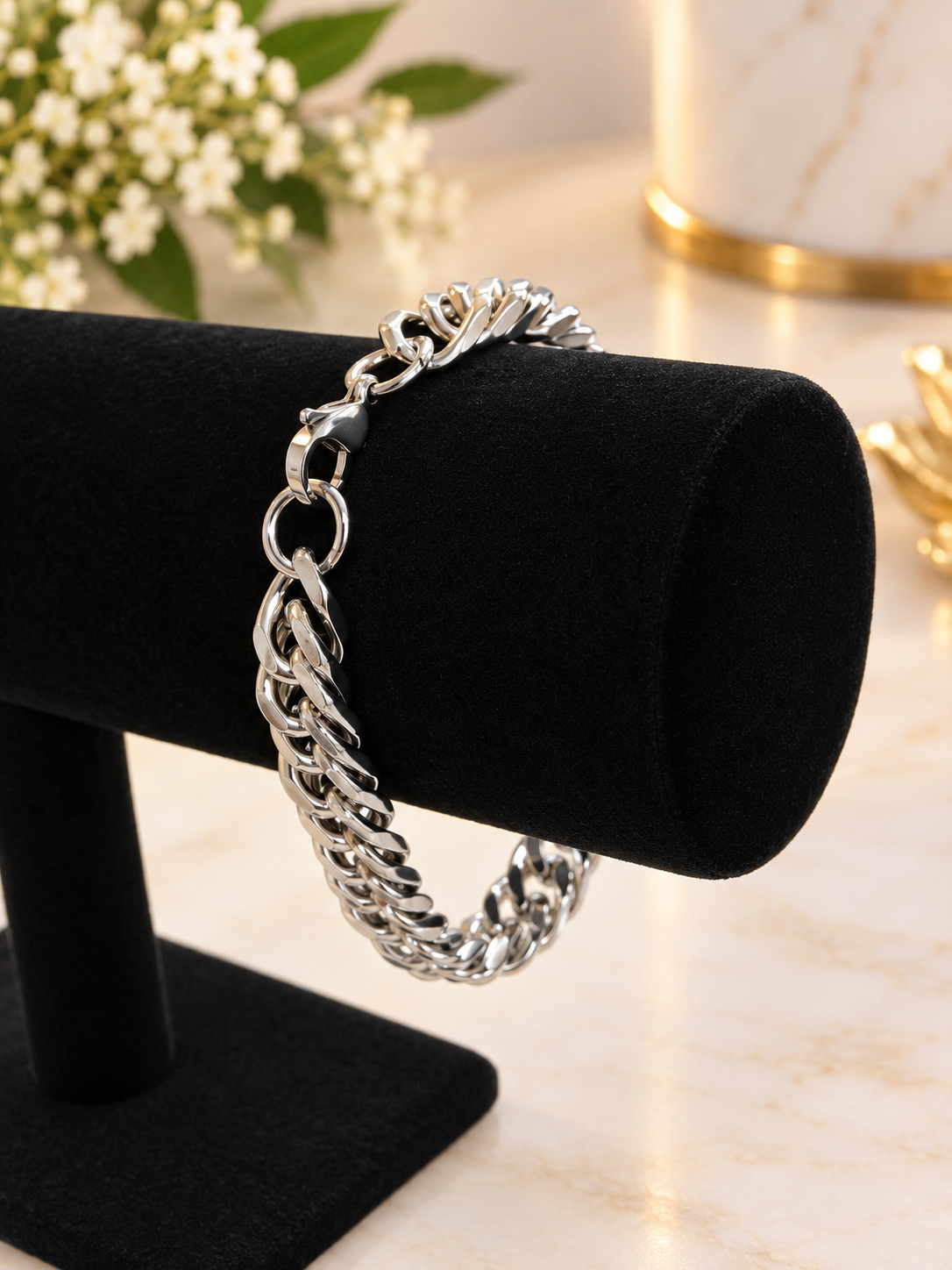 Bracelet maille cubaine en acier inoxydable
