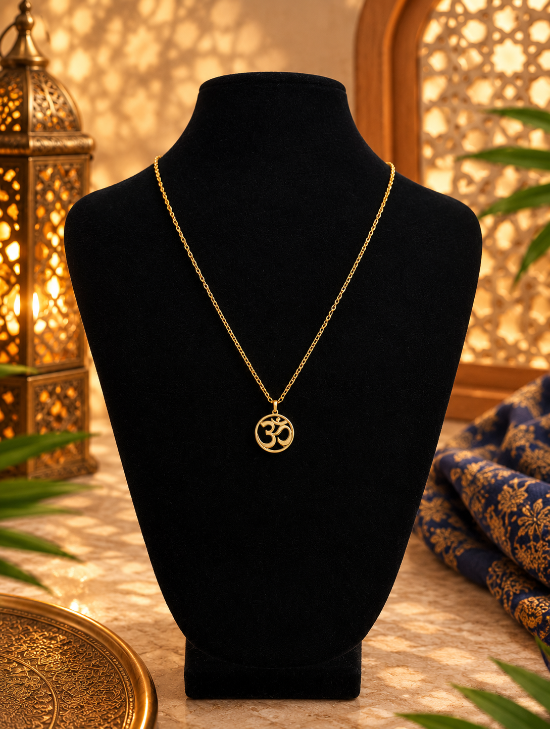 Collier pendentif ॐ « Om » en acier inoxydable, modèle 1