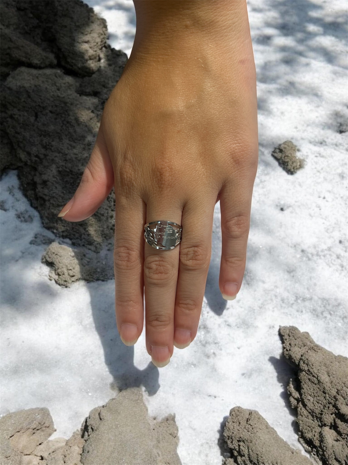 Bague réglable île de La Réunion en acier inoxydable