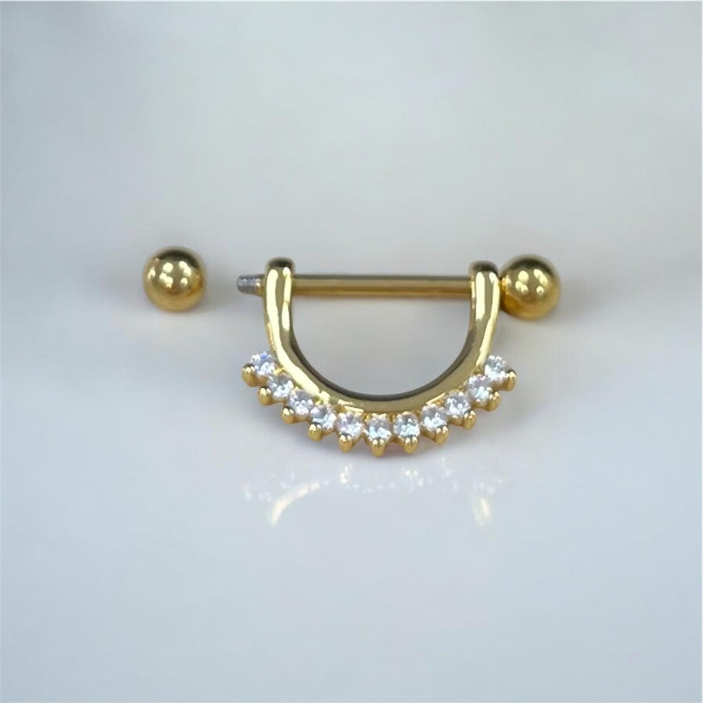 Piercing téton couronne en oxyde de zirconium
