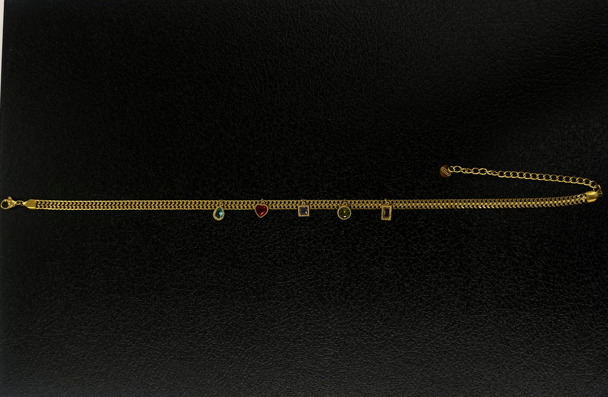 Collier en acier inoxydable avec breloques en oxyde de zirconium