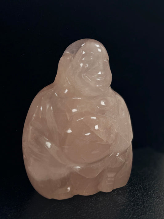 BOUDDHA ASSIS EN QUARTZ ROSE MODELE 1