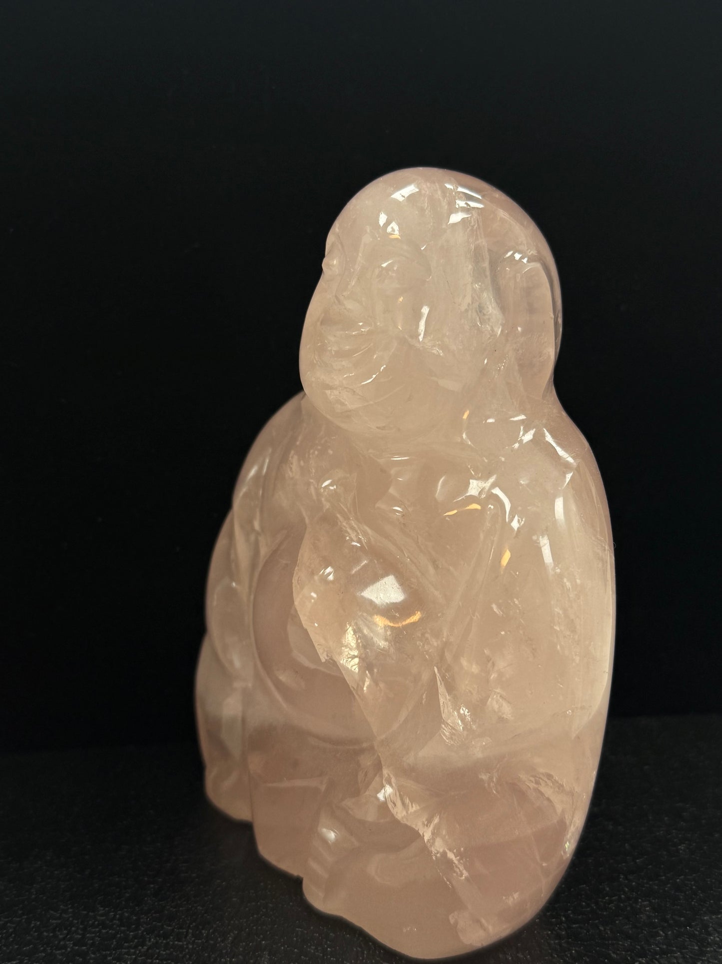 BOUDDHA ASSIS EN QUARTZ ROSE MODELE 1