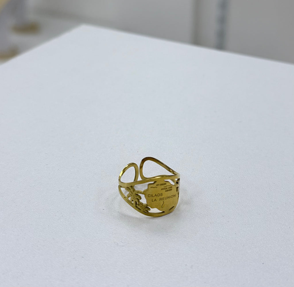 Bague réglable île de La Réunion en acier inoxydable
